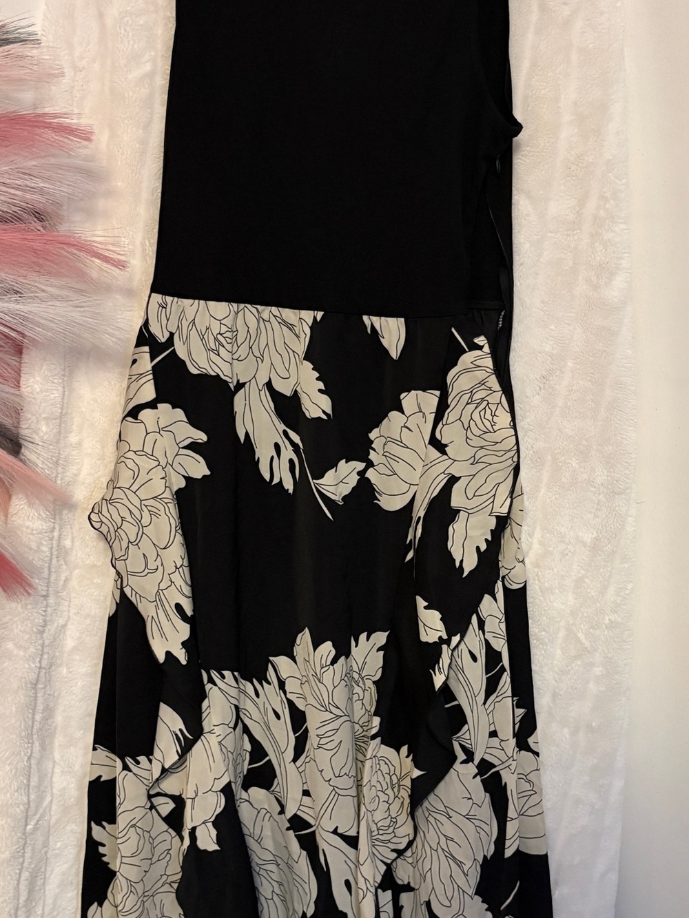 Women's Black & White Floral Maxi Dress